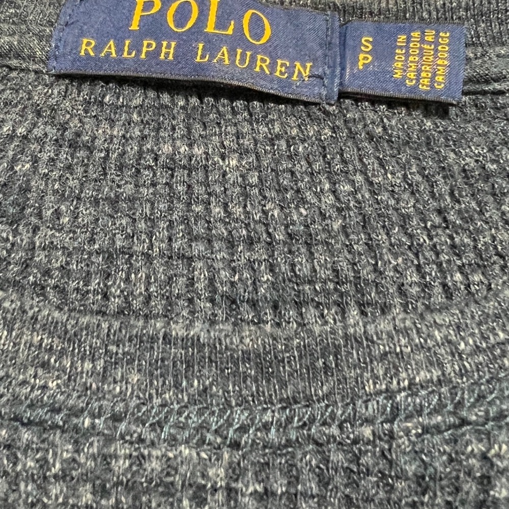 Polo Ralph Lauren Waffle Knit Thermal Mens Small Blue Pony Logo Shirt E06 - Picture 6 of 7